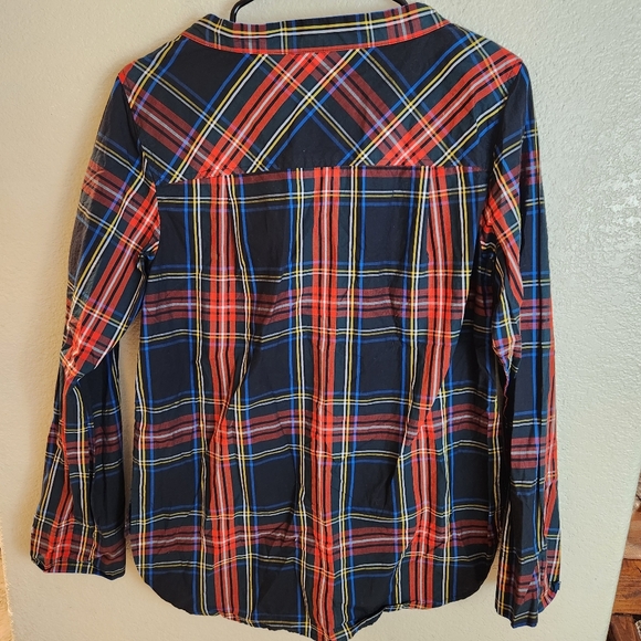 J. Crew Funnelneck Stewart Tartan Jeweled Long Sleeve Shirt Christmas Festive - Picture 8 of 8